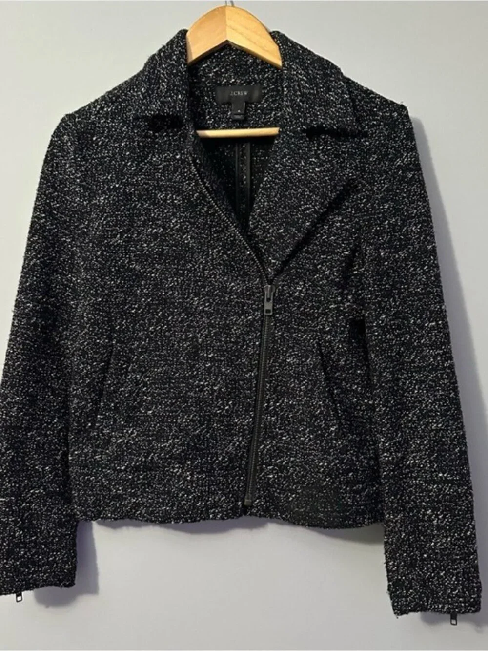 J. Crew Black & White Tweed Moto Jacket size 4 - Picture 2 of 9